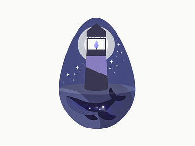 The whale and the lighthouse adobe adobe xd design digital illustration lighthouse minimal stars vector whale