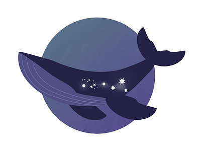 Whale whaale whaaale adobe xd conceptual design gradient illustration minimal stars vector whale