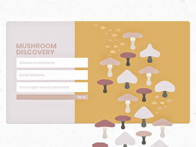 DailyUI - 001 - Sign up form 001 adobe adobe xd dailyui design design challenge illustration interface minimal mushroom ui vector
