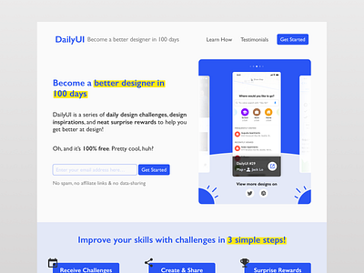 DailyUI Landing Page (Above the Fold) branding dailyui dailyui 100 design landing page landing page design landing page ui redesign ui ux visual design