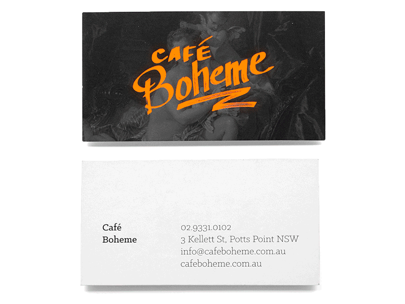 Café Boheme (gif) business card cafe menu pantone print