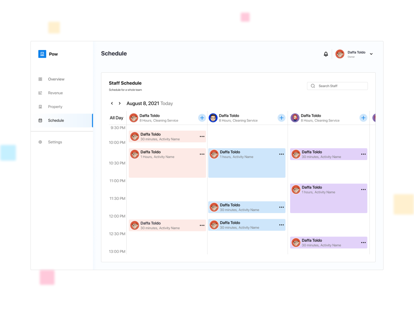 POW - Property Owner Dashboard - Schedule by Daffa Toldo🌻 on Dribbble