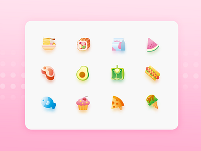 A set of food icons app cute art design flat icon photoshop ui
