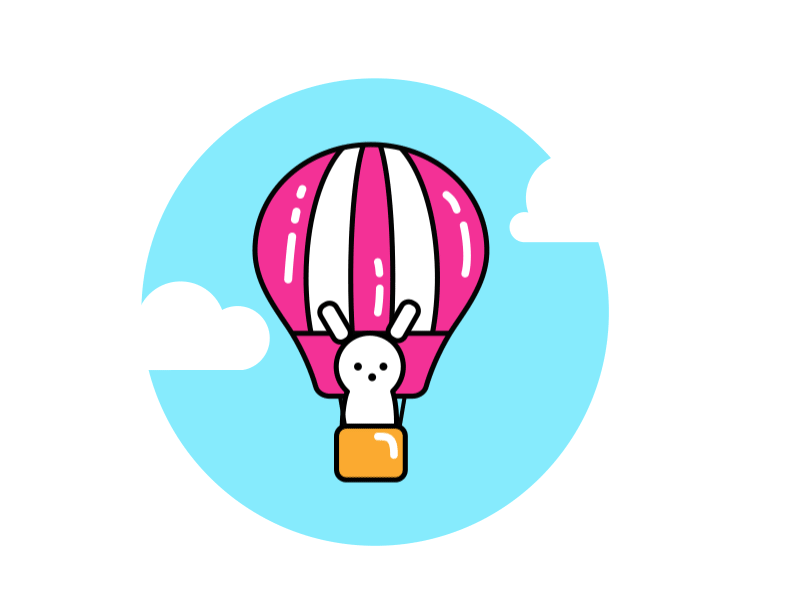 Rabbit in fire ballon animation cute art design flat