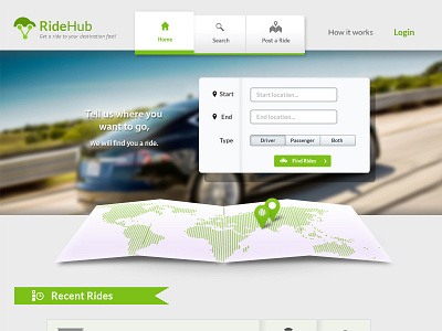 RideHub - RideSharing Service carpool logo ridehub ridesharing web design