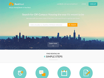 RentHost - Off-Campus Housing Search for Students landing page landlords off campus property management renthost search student housing