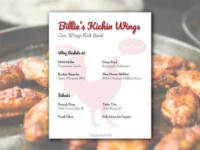 Roadside Restaurant Menu 043 chicken wings dailyui design menudesign ui