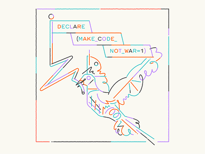 Make code not war 🕊 code color creative czech happiness illustration illustrator ilustrace it love marekehrenberger peace vector