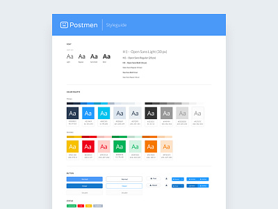 Postmen - UI Style guide buttons colour form guide guidelines interface style styleguide ui web website