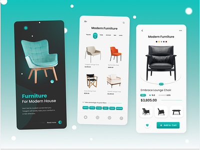 Modern Furniture Mobile UI app branding e-comerce furniture graphic design mobile online store ui ux