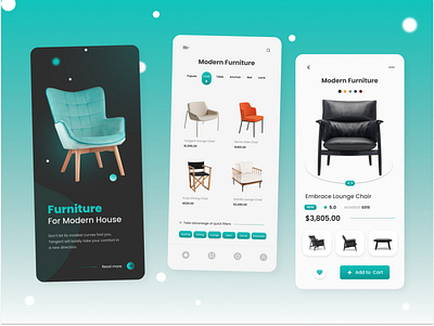 Modern Furniture Mobile UI app branding e comerce furniture graphic design mobile online store ui ux