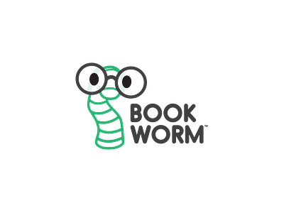Thirty Day Logo Challenge #14 - Bookworm bookworm branding colorful cute design flat glasses green icon illustration lettering logo mint nerdy rounded thirty day logo challenge thirtylogos type typography vector