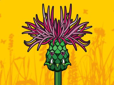 Thistle flower illustration personage