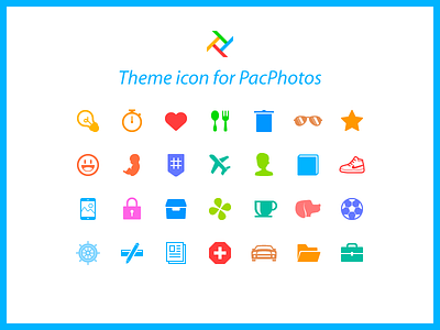 Pacphotos Theme Icon creative food glasses goal icon love nature pet private shoes sport trip