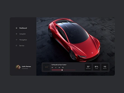 Car Interface - Daily UI #34 brand identity branding car car interface daily 100 challenge dailyui034 dailyuichallenge dark ui dashboard design dizzarro design electro car tesla tesla car webdev wordpress wordpress development