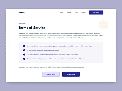 Terms of Service - Daily UI #89 brand identity daily 100 challenge daily ui dailyui dailyui089 dailyuichallenge design dizzarro design ecommerce terms of service ui ui design webdev wordpress development