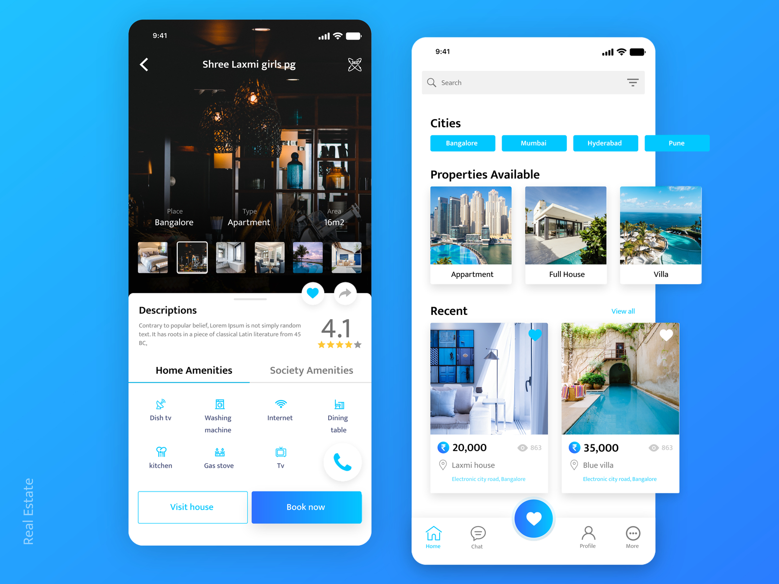 Renting home App (real estate) by dastagir syed on Dribbble