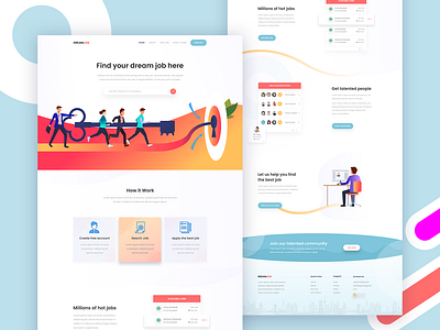 Job portal landing page clean design creative design job job portal job search landing landing page landing page design psd psd template template template design ui design uiux web design website