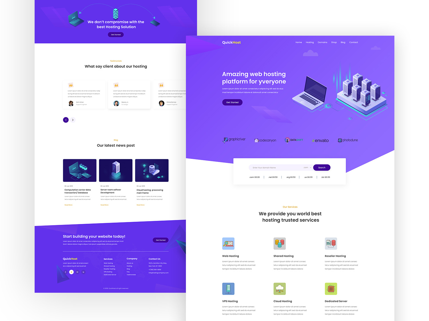 web hosting landing page by Razib Ahmed on Dribbble