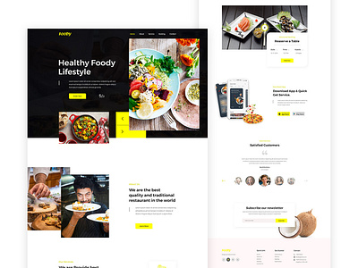 Food restaurant landing page clean creative creative design food foody landing page psd design psd template restaurant template uiux uiuxdesign web designer webdesign website