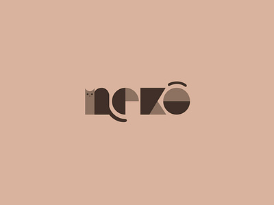 Neko abstract animal branding brown cat cats geometic halftone identity logo minimal toy type typogaphy vector