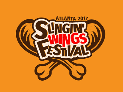Atlanta's Chicken Fest atlanta badge cartoon chicken festival food logo wings