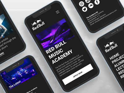 Red Bull Music Academy Mobile Concept academy concept design mobile mobile app mobile ui music red bull redesign ui ux