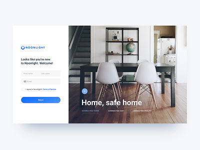 Account Creation authentication blue clean connected desktop form home integration login monitoring oauth safety sign in sign up simple smarthome ui ux web white