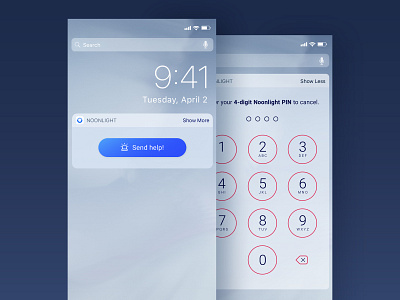 Noonlight Widget accessibility alarm alert app button discreet emergency fast help ios keypad lock screen panic pin safety silent sos trigger ui widget