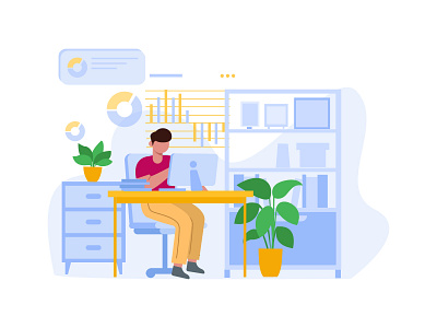 Work From Home Illustration characterdesign flat illustration landingpage people ui vector work from home
