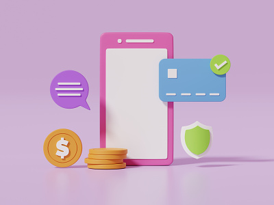 Mobile Payment 3D Illustration 3d blender business finance illustration landingpage payment render smartphone ui