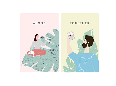 Alone together art design flat illustration illustrationoftheday illustrator minimal sketch sketches