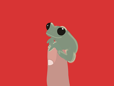 Froggy and the finger design illustration illustrationoftheday illustrator minimal