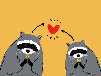 Raccoon 🦝 ❤️ 100dayofillustration flat illustration illustrationoftheday illustrator minimal