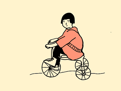 A child in a bike bike girl in a bike illustration illustrationoftheday illustrator minimal