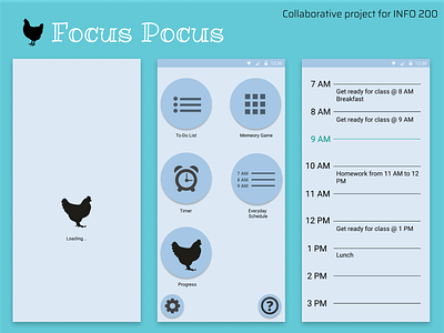 Focus Pocus (Throwback Shot) app info design info200 productivity ui