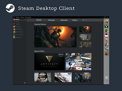 Steam Desktop Client Redesign design desktop redesign steam ui work in process