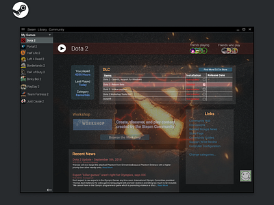 Steam Library Redesign design dota2 games new look redesign steam steam library ui work in process