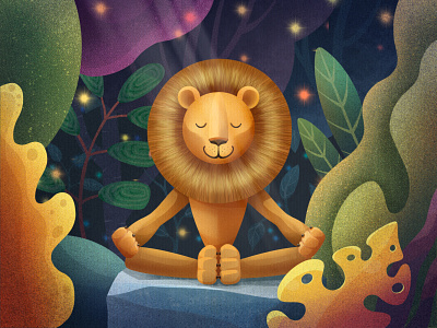 Deep meditation 2d illustration illustraion illustration art jungle lion meditation procreate procreateapp zen