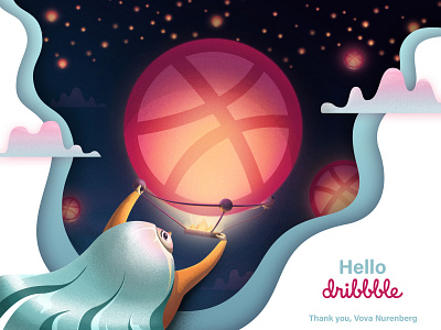 First Shot! Hello Dribbble charachter firstshoot hello dribble illustration illustrator photoshop vector