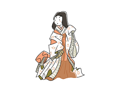 Cute Drawing of a Japanese Woman from the Edo Period coloful cute art design digital illustration flat illustration japan japanese kawaii vector
