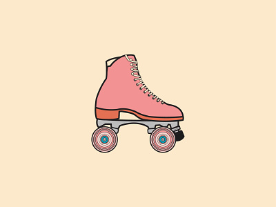 Retro Design - Roller Skates Icon coloful cute art design digital illustration flat history icon illustration pink retro retro design roller skates vector
