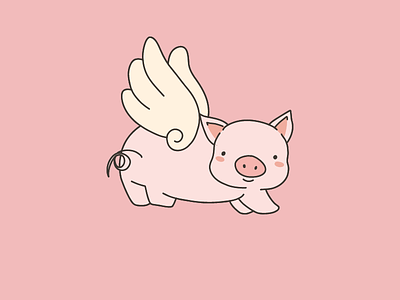 Cute Flaying Pig Digital Illustration adorable animals coloful cute art design digital illustration drawing flat illustration pig pink vector