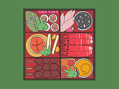 Traditional Japanese Bento Box anime coloful cute art design flat food art food icon illustration japan japanese japanese food vector