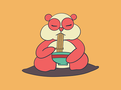 Cute Panda Eating A Bowl Of Ramen