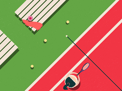 Bright Tennis Court coloful cute art design digital illustration flat illustration pink sports tennis vector