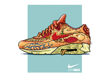 AIRMAX anatomy branding design illustration nike retro sneakers trash vector