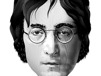 LENNON PORTRAIT design engraving illustration music portrait poster design retro vector