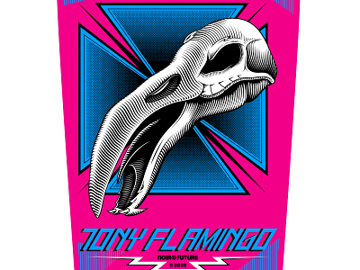 TONY FLAMINGO art branding design engraving illustration logo retro skate skull trash vector