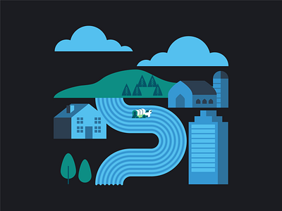 Spot Illustration - farm to city - dark ui arizona city farm flat illustration isometric landscape ui vector